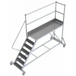 PLATTFORMLEITER EXPERTEN - MATISERE Mobile Plattform Mit Geländer Links Und Hinten - Maximale Arbeitshöhe 2.80m - PTF204G