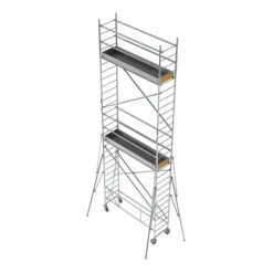 GERUEST EXPERTEN Rollgerüst Aus Alu - Länge 1.80m, 2 Bühnen 168x60cm Mit Fußleisten, Bühnehöhe 6m, Holme Ø 50mm, Traglast 200kg Pro M2, TÜV GS, 5 Jahre Garantie - TOS618