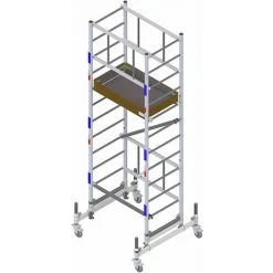 GERUEST EXPERTEN Rollgerüst Aus Alu - Klappbar, 1 Bühne 96x46cm, Bühnehöhe 2m, Sprosse Um Sprosse Regulierbar 25cm Ab 50cm, Passt In Fast Jedes Fahrzeug - ME200-R