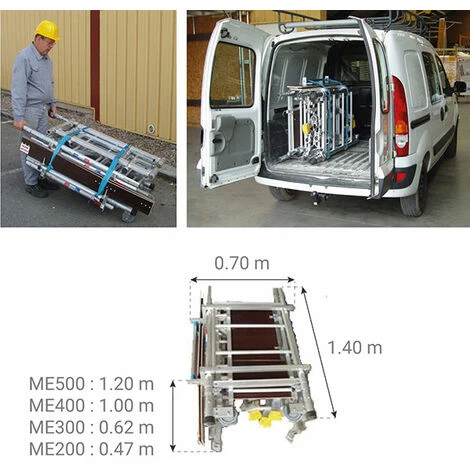 GERUEST EXPERTEN Rollgerüst Aus Alu - Klappbar, 1 Bühne 96x46cm, Bühnehöhe 2m, Sprosse Um Sprosse Regulierbar 25cm Ab 50cm, Passt In Fast Jedes Fahrzeug - ME200-R 5 GERUEST EXPERTEN Rollgerüst Aus Alu - Klappbar, 1 Bühne 96x46cm, Bühnehöhe 2m, Sprosse Um Sprosse Regulierbar 25cm Ab 50cm, Passt In Fast Jedes Fahrzeug - ME200-R - Image 3