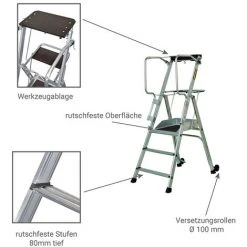 CENTAURE Mobile Podestleiter Paket-Ablage 3 Stufen - Maximale Arbeitshöhe 2.70m - 416903 -Gerüste And Arbeitsplattformen Verkäufe 13696723 5