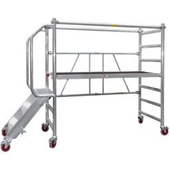Jumbo® Aluminium Falt-Gerüst Klapp-Gerüst Fahrbar Arbeits-Bühne Faltbar Klappbar Plattform-Höhe 0,5 - 1,0m Mit Treppe