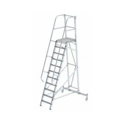 EUROKRAFTPRO EUROKRAFT Alu-Plattformleiter - Fahrbar - 11 Stufen Alu-Leiter Alu-Leitern