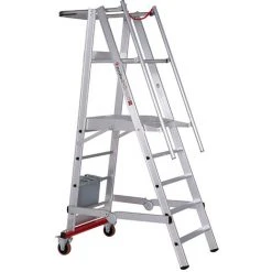 Euroline Premium 32778 Podestleiter Fahrbar, Klappbar 5 Stufen