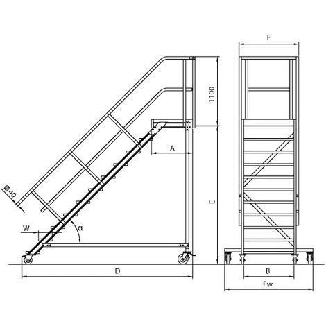 Euroline 513 Wartungsbühne 45° 800mm Stufenbreite 6 Stufen 4 Euroline 513 Wartungsbühne 45° 800mm Stufenbreite 6 Stufen - Image 2