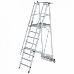 GÜNZBURGER STEIGTECHNIK Günzburger Podestleiter Fahrbar Mit Schmaler Traverse 8 Stufen