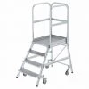 G&UUML;NZBURGER STEIGTECHNIK Günzburger Podestleiter Fahrbar Aluminium Geriffelt 4 Stufen