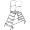 G&UUML;NZBURGER STEIGTECHNIK Günzburger Podestleiter Fahrbar Stahl-Gitterrost 2x5 Stufen