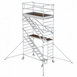 GÜNZBURGER STEIGTECHNIK Günzburger Rollgerüst Mit Schrägaufstiegen 1,35x2,45m Plattform, 6,35m AH