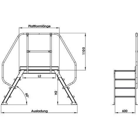 GÜNZBURGER STEIGTECHNIK Günzburger Überstieg 60° Inkl. Einen Handlauf, Stufenbreite 600mm, 2x6 Stufen 4 GÜNZBURGER STEIGTECHNIK Günzburger Überstieg 60° Inkl. Einen Handlauf, Stufenbreite 600mm, 2x6 Stufen - Image 2