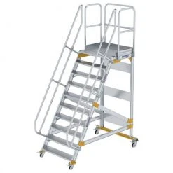 G&UUML;NZBURGER STEIGTECHNIK Günzburger Plattformtreppe Fahrbar 60° Stufenbreite 1000mm 10 Stufen