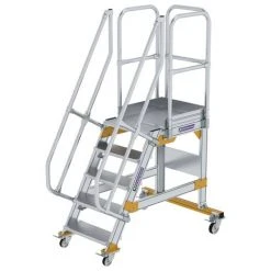 G&UUML;NZBURGER STEIGTECHNIK Günzburger Plattformtreppe Fahrbar 60° Stufenbreite 600mm 5 Stufen