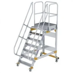 G&UUML;NZBURGER STEIGTECHNIK Günzburger Plattformtreppe Fahrbar 60° Stufenbreite 800mm 7 Stufen