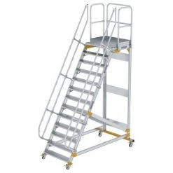 G&UUML;NZBURGER STEIGTECHNIK Günzburger Plattformtreppe Fahrbar 60° Stufenbreite 1000mm 13 Stufen