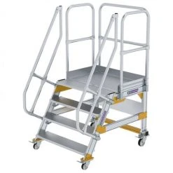 G&UUML;NZBURGER STEIGTECHNIK Günzburger Plattformtreppe Fahrbar 60° Stufenbreite 1000mm 4 Stufen