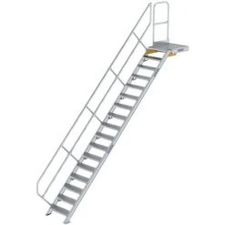 G&UUML;NZBURGER STEIGTECHNIK Günzburger Treppe Mit Plattform 45° Inkl. Einen Handlauf, 600mm Stufenbreite, 17 Stufen