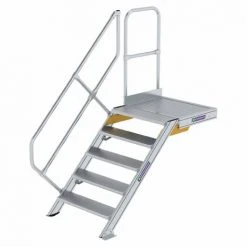 G&UUML;NZBURGER STEIGTECHNIK Günzburger Treppe Mit Plattform 45° Inkl. Einen Handlauf, 800mm Stufenbreite, 5 Stufen