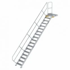 G&UUML;NZBURGER STEIGTECHNIK Günzburger Treppe Mit Plattform 45° Inkl. Einen Handlauf, 600mm Stufenbreite, 18 Stufen