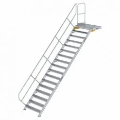 G&UUML;NZBURGER STEIGTECHNIK Günzburger Treppe Mit Plattform 45° Inkl. Einen Handlauf, 1000mm Stufenbreite, 17 Stufen