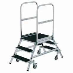 GÜNZBURGER STEIGTECHNIK Günzburger Podestleiter Fahrbar R13 Korund 2x3 Stufen