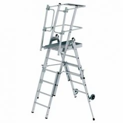 GÜNZBURGER STEIGTECHNIK Günzburger Plattformleiter FlexxStep 4 Sprossen Mit Teleskopaufsatz Plus 2 Sprossen