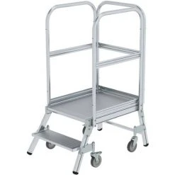 GÜNZBURGER STEIGTECHNIK Günzburger Podestleiter Fahrbar Aluminium Geriffelt 2 Stufen