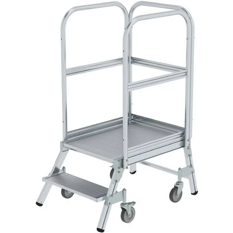 GÜNZBURGER STEIGTECHNIK Günzburger Podestleiter Fahrbar Aluminium Geriffelt 2 Stufen 3 GÜNZBURGER STEIGTECHNIK Günzburger Podestleiter Fahrbar Aluminium Geriffelt 2 Stufen