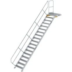 G&UUML;NZBURGER STEIGTECHNIK Günzburger Treppe Mit Plattform 45° Inkl. Einen Handlauf, 800mm Stufenbreite, 19 Stufen
