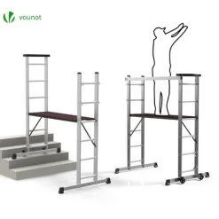 VOUNOT Alu Leitergerüst 3 In 1, Arbeitsbühne Bis 150KG Belastbar, 2x6 Sprossen -Gerüste And Arbeitsplattformen Verkäufe 24005518 3
