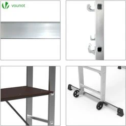 VOUNOT Alu Leitergerüst 3 In 1, Arbeitsbühne Bis 150KG Belastbar, 2x6 Sprossen -Gerüste And Arbeitsplattformen Verkäufe 24005518 4