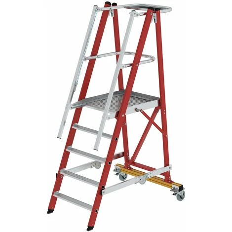 Günzburger Steigtechnik Plattformleiter GFK/Alu Klappbar Und Fahrbar Mit Aluminium-Handlauf 5 Stufen 3 Günzburger Steigtechnik Plattformleiter GFK/Alu Klappbar Und Fahrbar Mit Aluminium-Handlauf 5 Stufen
