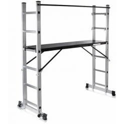 MAXCRAFT Mobile Aluminium Arbeitsbühne / Multifunktionsgerüst Mit Rollen