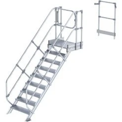 G&UUML;NZBURGER STEIGTECHNIK Günzburger Treppen-Modul 1670mm Plattformoberkante Aluminium Geriffelt 8 Stufen