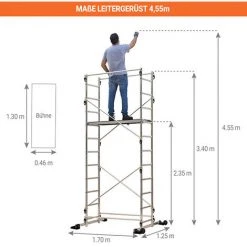 CENTAURE Vollaluminium Leitergerüst, 6,65m Max. Arbeitshöhe, Höhenverstellbare Bühne (Schritt: 30cm)TEKUP Aufstockelement - 238703/347705 -Gerüste And Arbeitsplattformen Verkäufe 30629357 3