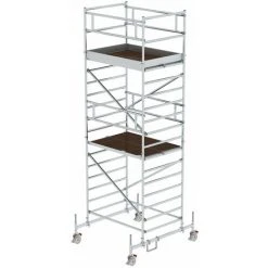 Günzburger Steigtechnik Rollgerüst 1,35 X 1,80 M Mit Fahrbalken & Doppel-Plattform Plattformhöhe 4,45 M