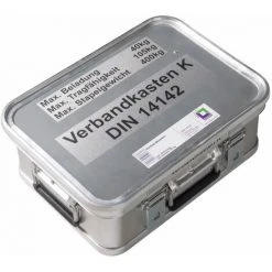 G&UUML;NZBURGER STEIGTECHNIK Günzburger Rettungstechnik Aluminium Kasten 400x300x150mm Mit Deckel, Beschriftung "Verbandskasten"