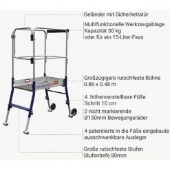PLATTFORMLEITER EXPERTEN - MATISERE Teleskop Plattformleiter Grande Plateforme - Maximale Arbeitshöhe 2.70m - 40072 -Gerüste And Arbeitsplattformen Verkäufe 64090556 3