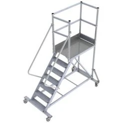 PLATTFORMLEITER EXPERTEN - MATISERE Mobile Plattform Mit Geländer Links Und Hinten 2 Zugangsrampen Et Portillon - Maximale Arbeitshöhe 2.80m - PTF104G-RSP