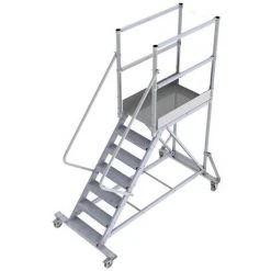 PLATTFORMLEITER EXPERTEN - MATISERE Mobile Plattform Mit Geländer Rechts Und Links - Maximale Arbeitshöhe 2.80m - PTF104-GD