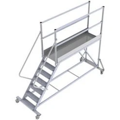 PLATTFORMLEITER EXPERTEN - MATISERE Mobile Plattform Mit Geländer Rechts Und Links - Maximale Arbeitshöhe 3.40m - PTF257-GD