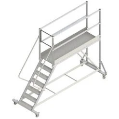 PLATTFORMLEITER EXPERTEN - MATISERE Mobile Plattform Mit Geländer Rechts Und Links + Sicherheitstür - Maximale Arbeitshöhe 3.00m - PTF205GD-P