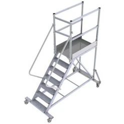 PLATTFORMLEITER EXPERTEN - MATISERE Plateforme Roulante - Mobile Plattform Mit Geländer Rechts Und Links + Sicherheitstür - Maximale Arbeitshöhe 2.60m - PTF103GD-P