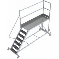 PLATTFORMLEITER EXPERTEN - MATISERE Mobile Plattform Mit Geländer Links Und Hinten - Maximale Arbeitshöhe 2.60m - PTF2503G-RS