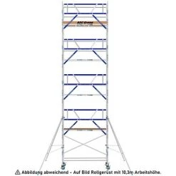 ASC GROUP ASC Rollgerüst AGS Pro 305x135cm Mit Holz-Plattformen Und Einseitigem Geländer 12,3m Arbeitshöhe