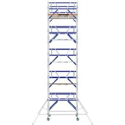 ASC GROUP ASC Rollgerüst AGS Pro 190x135cm Mit Holz-Plattformen Und Doppelseitigem Geländer 11,3m Arbeitshöhe