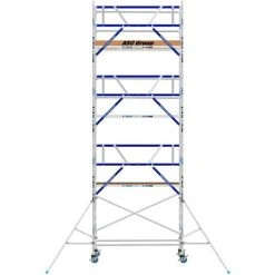 ASC GROUP ASC Rollgerüst AGS Pro 305x135cm Mit Holz-Plattformen Und Einseitigem Geländer 8,3m Arbeitshöhe
