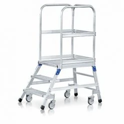 Zarges Podestleiter Fahrbar Mit 5 Stahl-Giterrost-Stufen