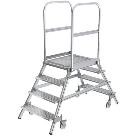 GÜNZBURGER STEIGTECHNIK Günzburger Podestleiter Fahrbar Stahl-Gitterrost 2x4 Stufen 3 GÜNZBURGER STEIGTECHNIK Günzburger Podestleiter Fahrbar Stahl-Gitterrost 2x4 Stufen