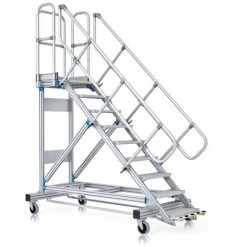 Zarges Plattformtreppe 45° Mit Ergo-Stop, 800mm Stufenbreite 11 Stufen