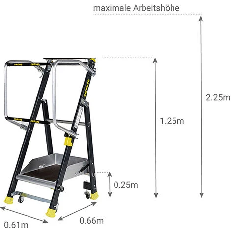 CENTAURE Mobile Stehleiter Picking - Maximale Arbeitshöhe 2.25m - 414901 4 CENTAURE Mobile Stehleiter Picking - Maximale Arbeitshöhe 2.25m - 414901 - Image 2